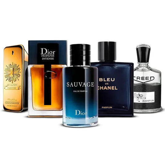 5x 100ml Perfume Set Dior Homme Intense, Creed Aventus, Bleu de Chanel, Dior Sauvage & Paco Rabanne 1 Million For Men